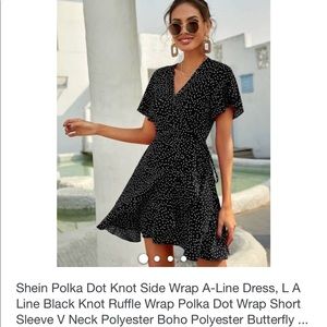 women’s black and white polka dot wrap dress